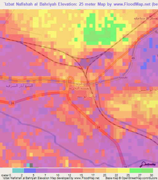 `Izbat Nafishah al Bahriyah,Egypt Elevation Map