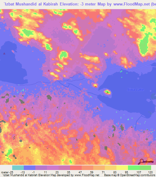 `Izbat Mushandid al Kabirah,Egypt Elevation Map