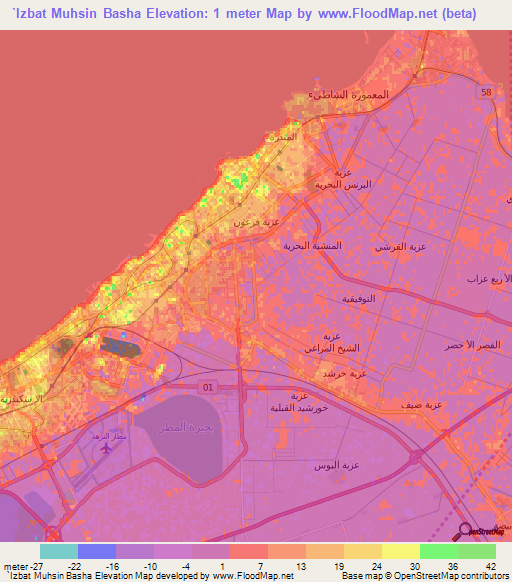 `Izbat Muhsin Basha,Egypt Elevation Map