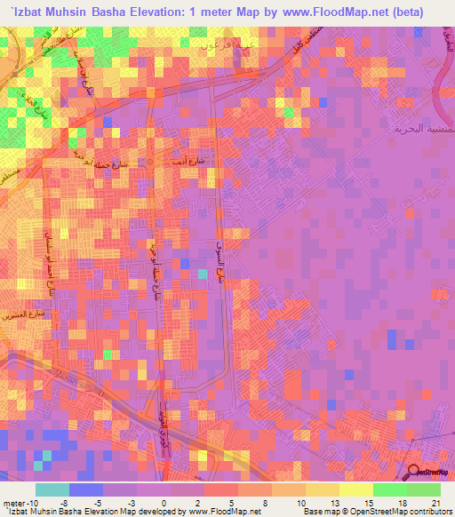 `Izbat Muhsin Basha,Egypt Elevation Map