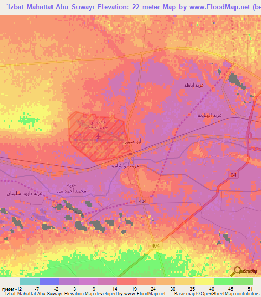 `Izbat Mahattat Abu Suwayr,Egypt Elevation Map