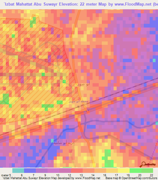 `Izbat Mahattat Abu Suwayr,Egypt Elevation Map