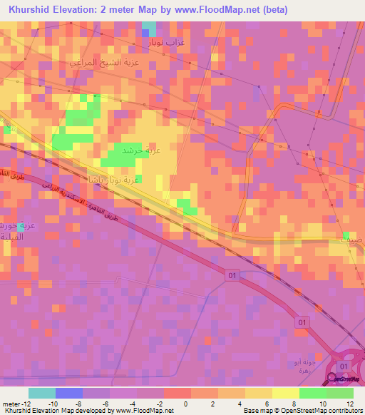 Khurshid,Egypt Elevation Map