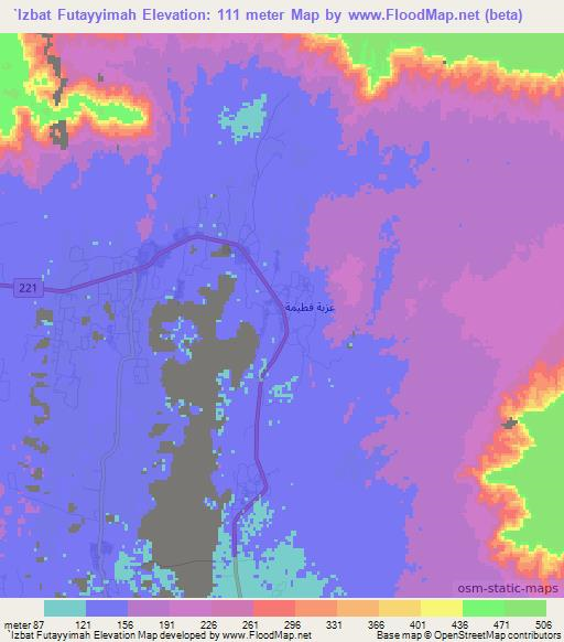 `Izbat Futayyimah,Egypt Elevation Map