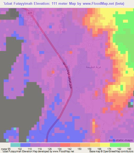 `Izbat Futayyimah,Egypt Elevation Map