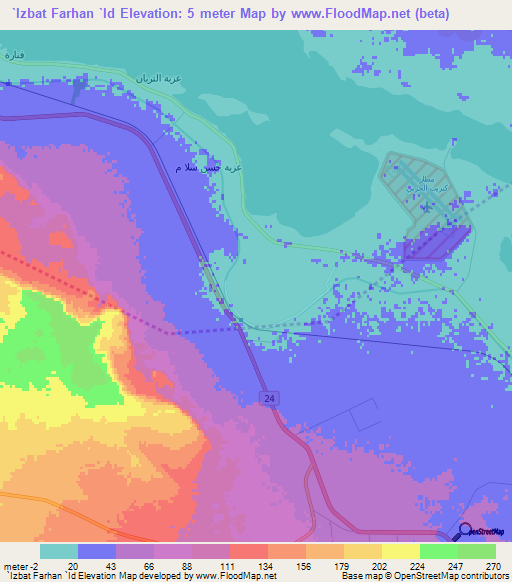 `Izbat Farhan `Id,Egypt Elevation Map