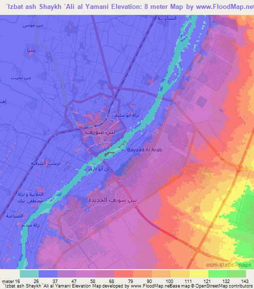 `Izbat ash Shaykh `Ali al Yamani,Egypt Elevation Map
