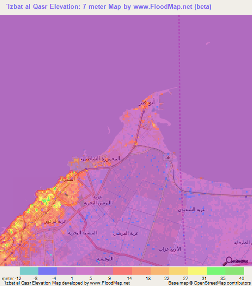 `Izbat al Qasr,Egypt Elevation Map