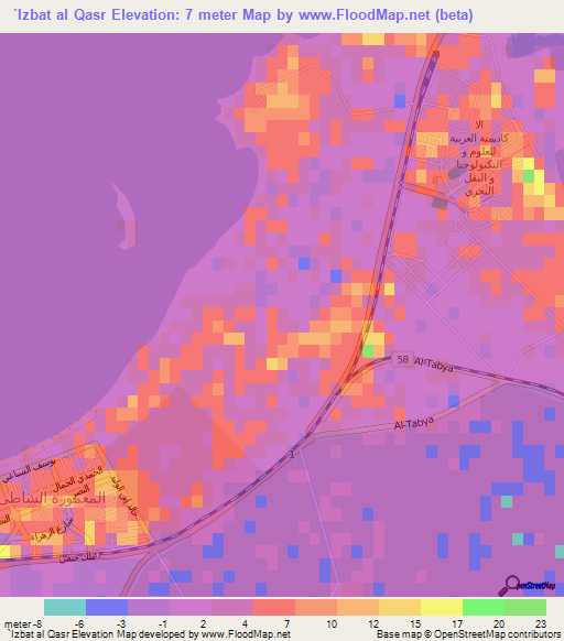 `Izbat al Qasr,Egypt Elevation Map