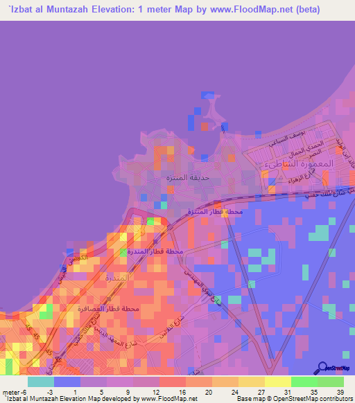 `Izbat al Muntazah,Egypt Elevation Map