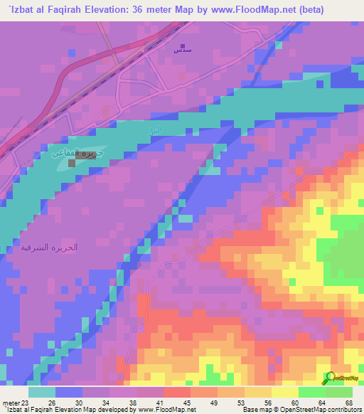 `Izbat al Faqirah,Egypt Elevation Map