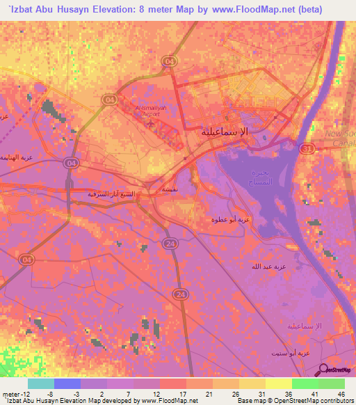 `Izbat Abu Husayn,Egypt Elevation Map