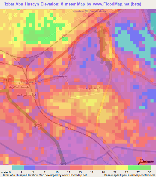 `Izbat Abu Husayn,Egypt Elevation Map