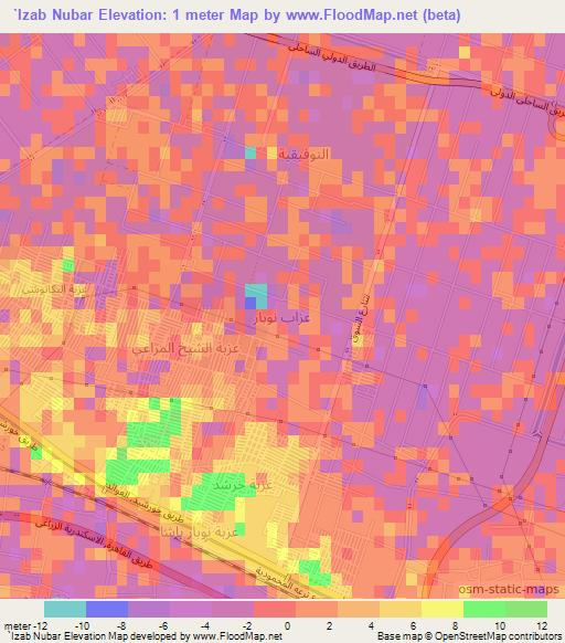 `Izab Nubar,Egypt Elevation Map