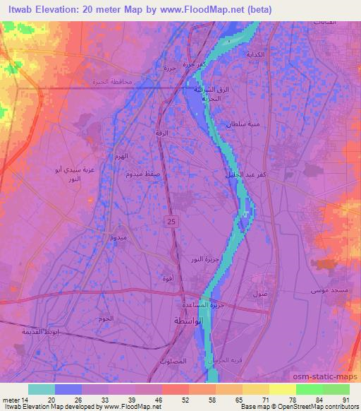 Itwab,Egypt Elevation Map