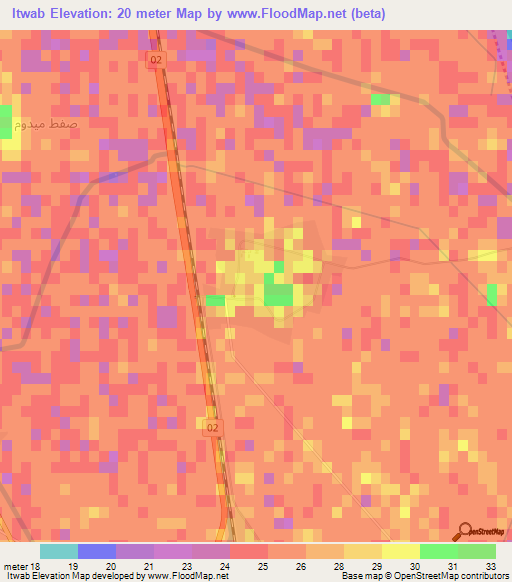 Itwab,Egypt Elevation Map