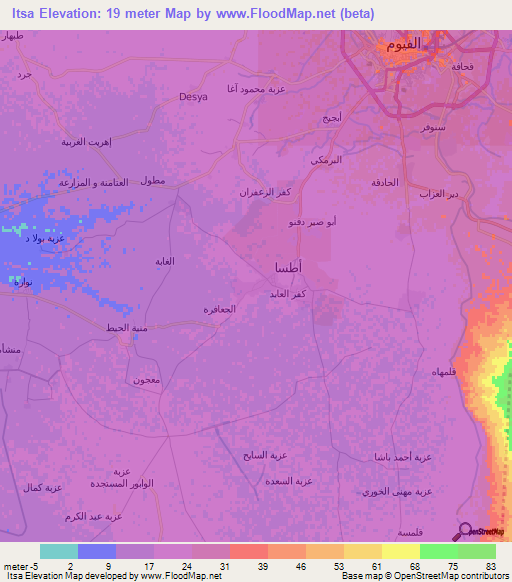 Itsa,Egypt Elevation Map