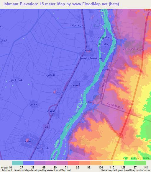 Ishmant,Egypt Elevation Map