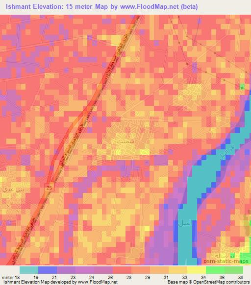 Ishmant,Egypt Elevation Map