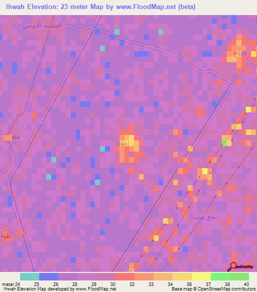 Ihwah,Egypt Elevation Map