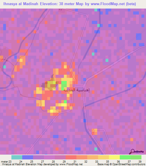 Ihnasya al Madinah,Egypt Elevation Map