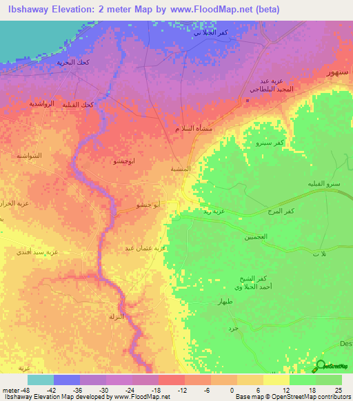 Ibshaway,Egypt Elevation Map