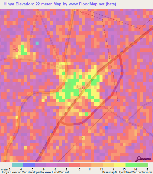 Hihya,Egypt Elevation Map