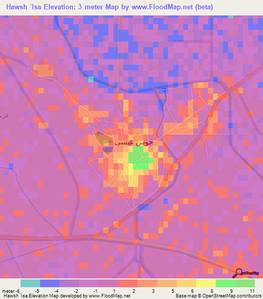 Hawsh `Isa,Egypt Elevation Map