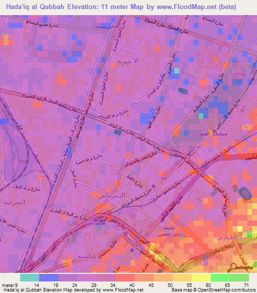 Hada'iq al Qubbah,Egypt Elevation Map