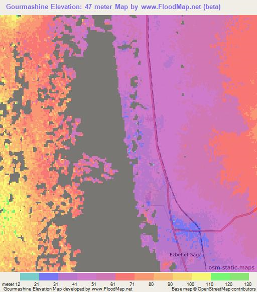 Gourmashine,Egypt Elevation Map