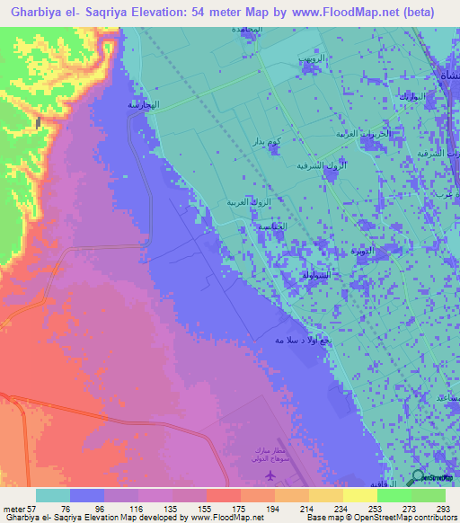 Gharbiya el- Saqriya,Egypt Elevation Map