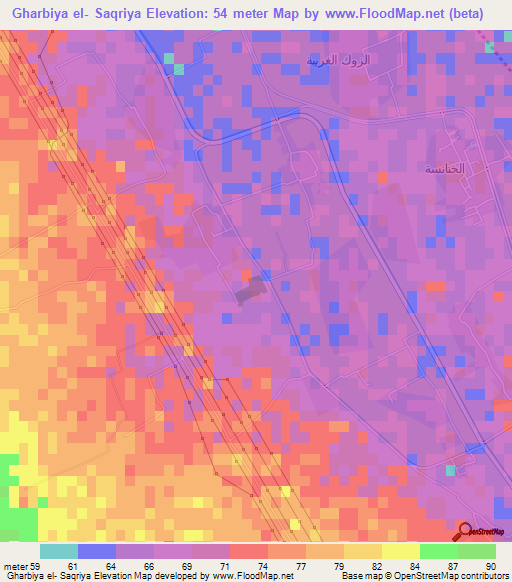 Gharbiya el- Saqriya,Egypt Elevation Map