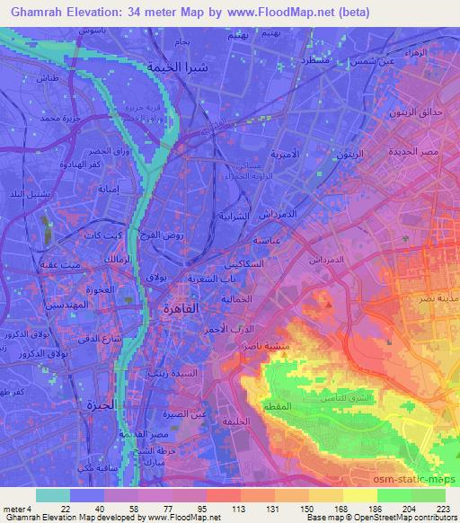 Ghamrah,Egypt Elevation Map