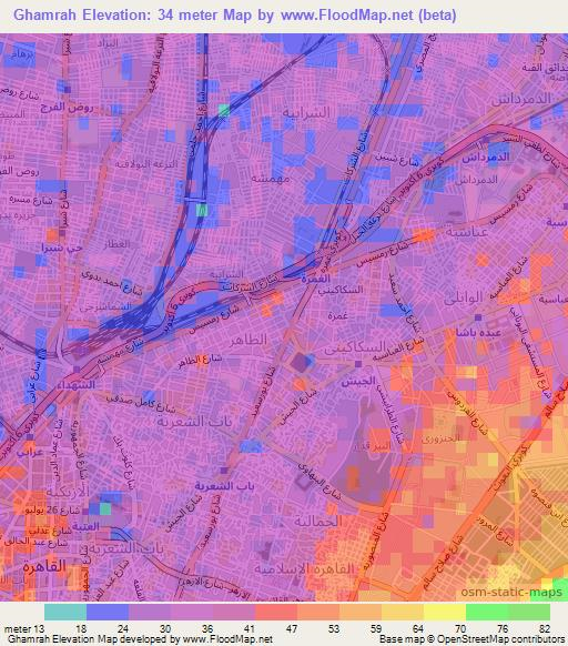 Ghamrah,Egypt Elevation Map