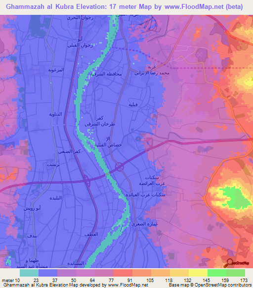 Ghammazah al Kubra,Egypt Elevation Map