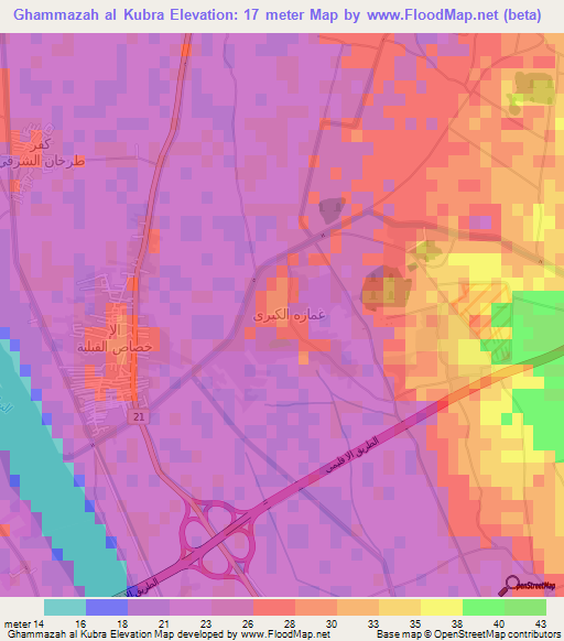 Ghammazah al Kubra,Egypt Elevation Map