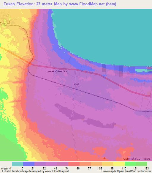 Fukah,Egypt Elevation Map