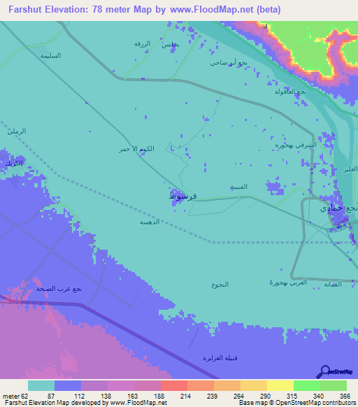 Farshut,Egypt Elevation Map