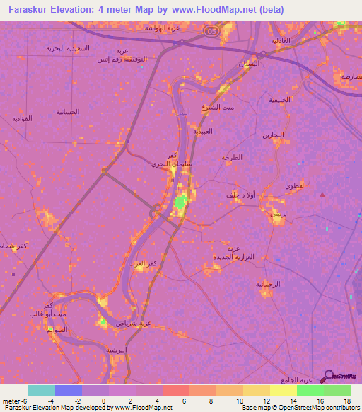 Faraskur,Egypt Elevation Map