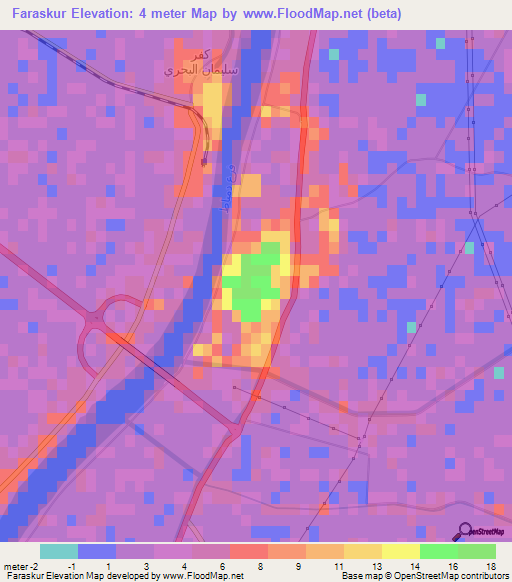 Faraskur,Egypt Elevation Map