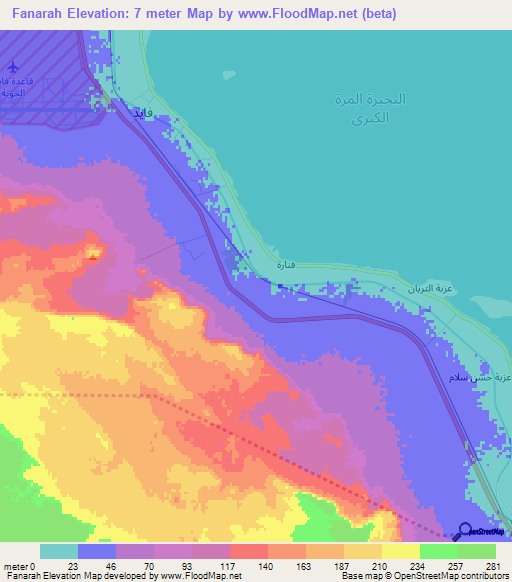 Fanarah,Egypt Elevation Map