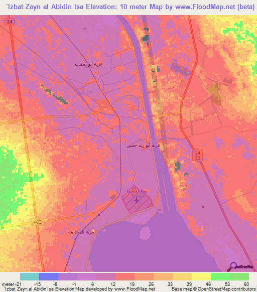 `Izbat Zayn al Abidin Isa,Egypt Elevation Map