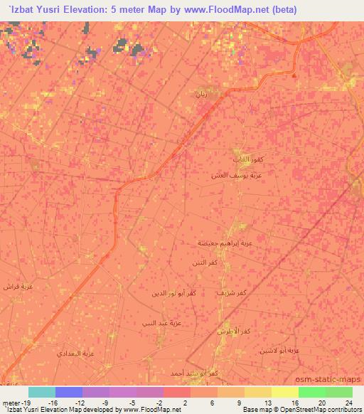 `Izbat Yusri,Egypt Elevation Map