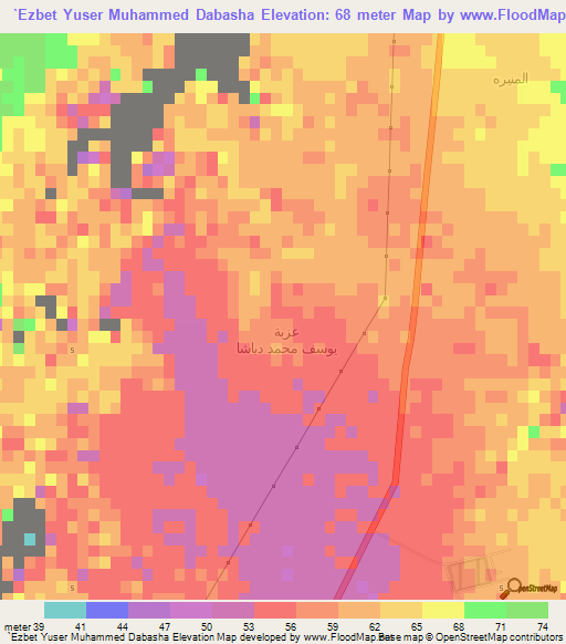 `Ezbet Yuser Muhammed Dabasha,Egypt Elevation Map