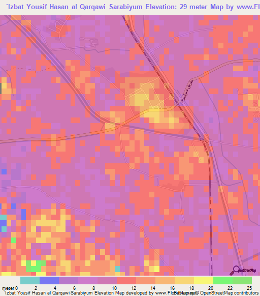 `Izbat Yousif Hasan al Qarqawi Sarabiyum,Egypt Elevation Map