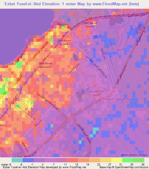 `Ezbet Yusef-el-`Abd,Egypt Elevation Map