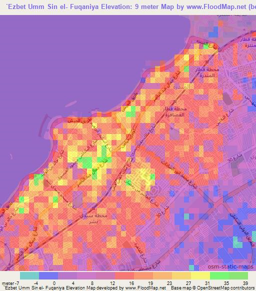 `Ezbet Umm Sin el- Fuqaniya,Egypt Elevation Map