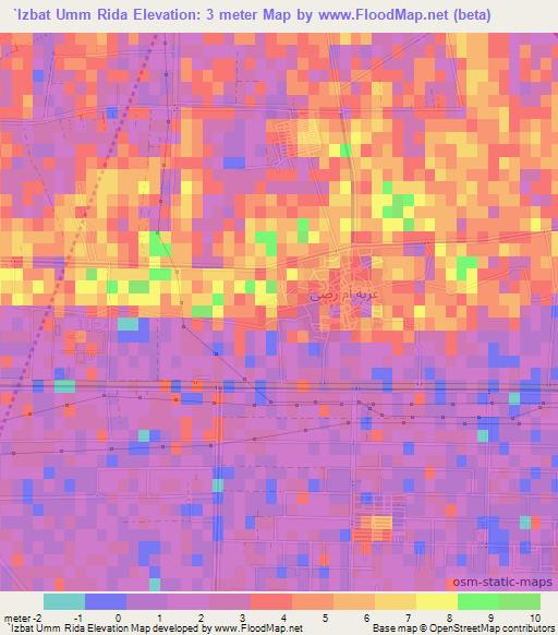 `Izbat Umm Rida,Egypt Elevation Map