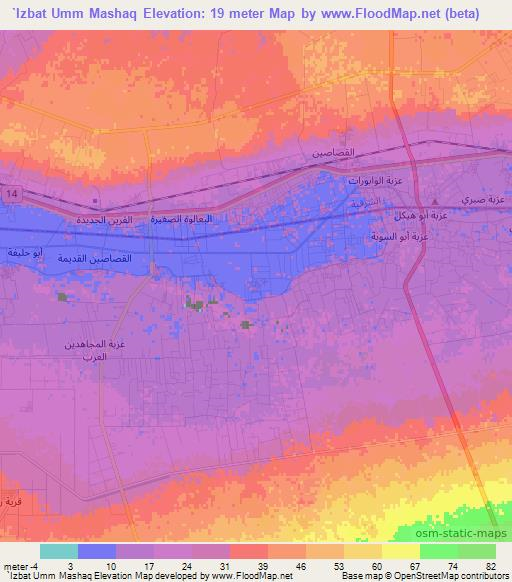 `Izbat Umm Mashaq,Egypt Elevation Map