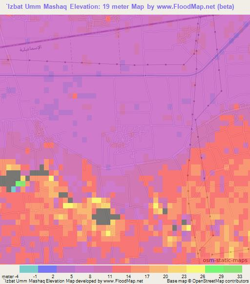 `Izbat Umm Mashaq,Egypt Elevation Map